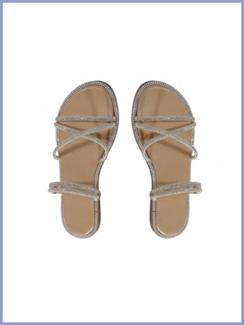 Rhinestone Sparkly Flat Sandals Open Toe Strappy Dressy Bling